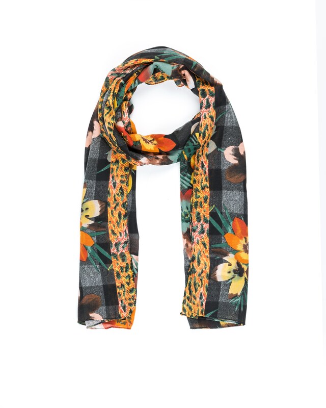 Schal Blumen-Leo-Karo