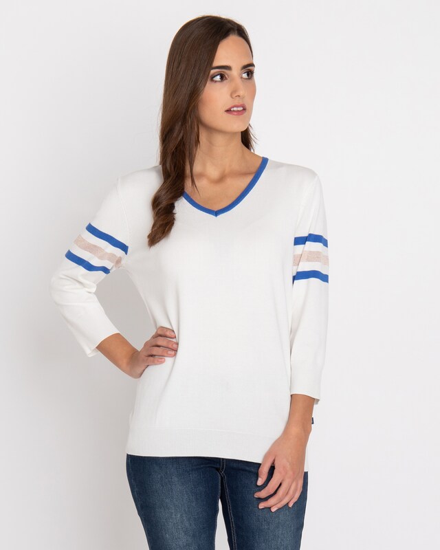 Strickpullover mit Kontrast-Streifen