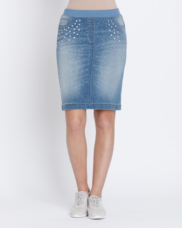 Jeans-Rock mit Strass